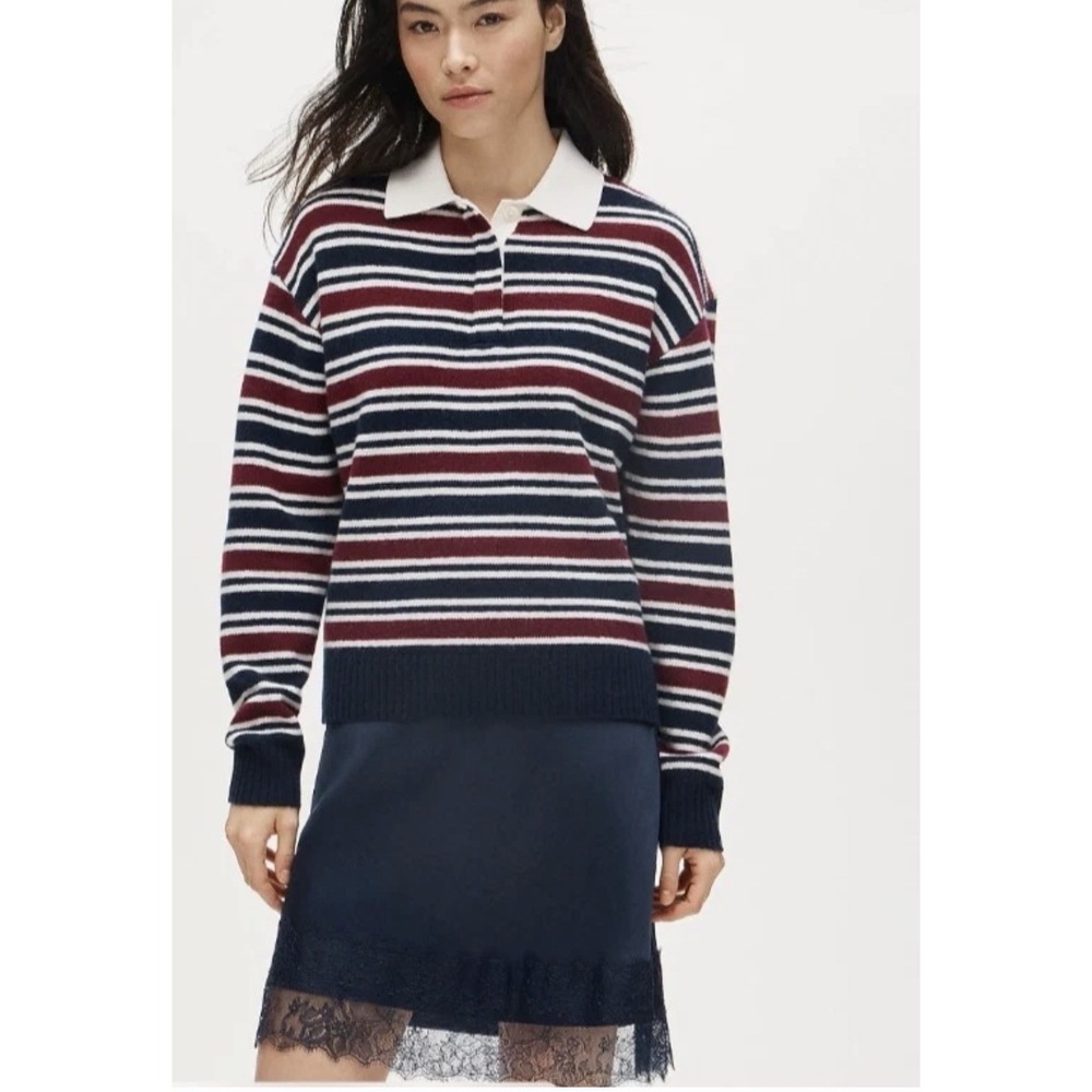 J Crew Size S Relaxed sweater-polo in striped vintage wool CR230